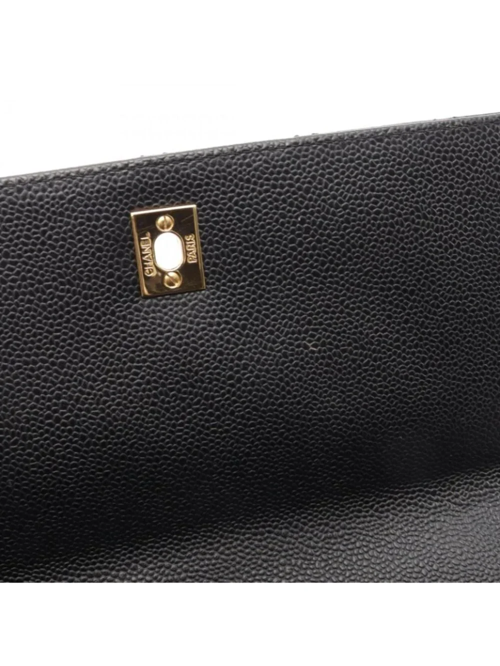Chanel Handbag Quilted Top Handle Black Caviar Leather